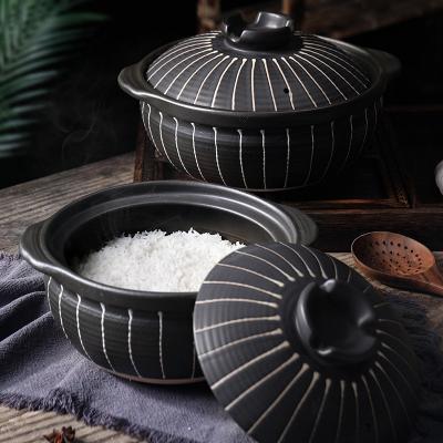 China Sustainable Black Ceramic Soup Cooker High Temperature Color Claypot Rice Casserole Porcelain Tableware for sale