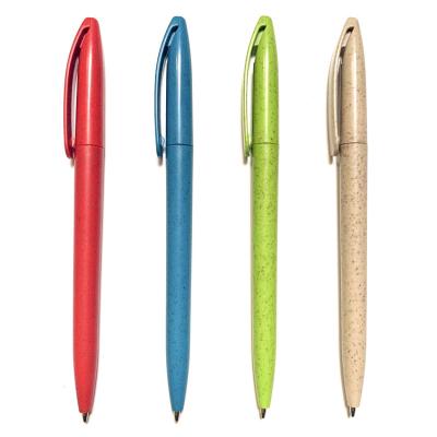 China office & Hot Selling New Design Eco School Pen Twist Pen ECO Wheat Straw Environmental Promotional Ballpoint Pen With Customized LOGO for sale