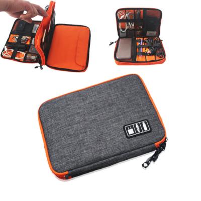 China Polyester Three Layer Electronics Organizer And Travel Organizer For Tablet Computer Cables Flush Controls for sale