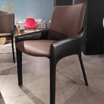 China OEM Design Minimalist Saddle Leather Dining Chair /Nordic Home Office Simple Chair /Modern Chair for sale