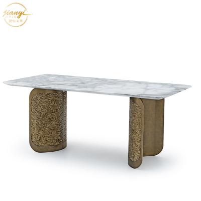 China New Design Foshan Manufacturer Nordic Luxury Natural Marble Dining Table Top Design for sale