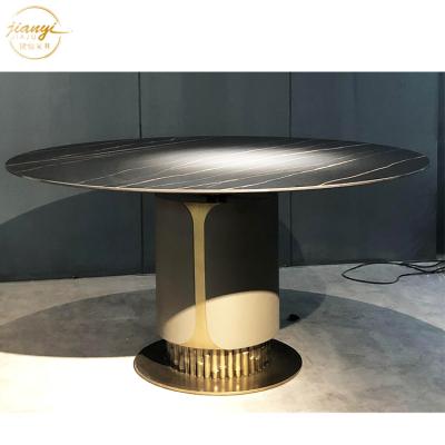 China Base Interior Modern Bronze Decorative Round Lid OEM Furniture Nordic Dining Table Set for sale