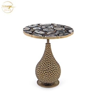 China OEM Modern Light Luxury Round Natural Agate Coffee Table for sale