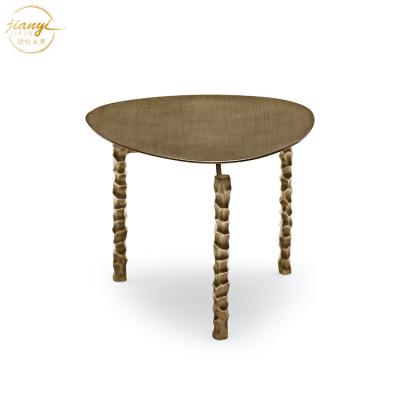 China Contemporary Single Style Copper Alloy Sofa Side Table Round Top Cafe Table for sale