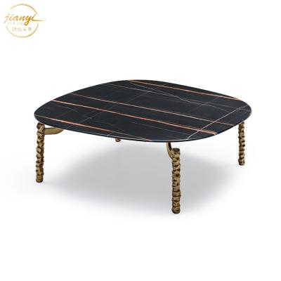 China Contemporary Nordic Elegant Living Room Furniture Black Marble Top Coffee Table for sale