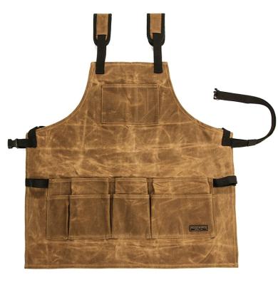 China Waterproof Vintage 20 Ounce Waxed Canvas Tool Heavy Duty Apron, Water Repellent Craftsman 16 Ounce Waxed Canvas Utility Apron for sale