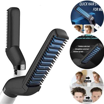 China Popular Fashion Electric 2 in 1 Hair Curler Beard Straightening Comb Multi Functional Straightening Brush for Men for sale