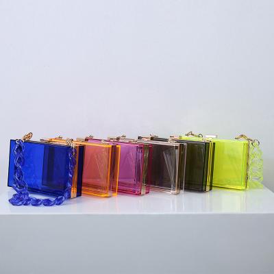 China 2021 Fashion 7Colors Clear Acrylic Square Jelly Small Clutch Women Crossbody Evening Clutch Bag for sale