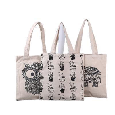 China Lady Custom Printed Canvas cotton handbag cartoon printed bag one in main Cloth Tote Bag Cotton Canvas white for sale