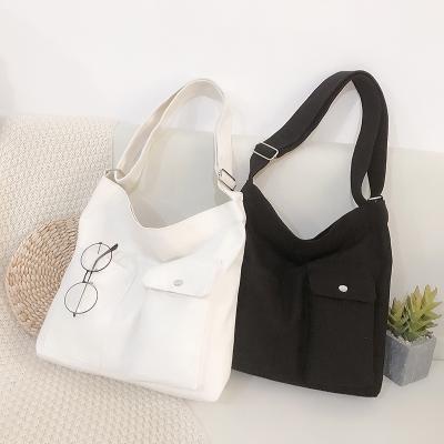 China Lady Custom Reusable Canvas Cotton Zipper Tote Shoulder Shopping Bags With Inside Pocket Zipper for sale