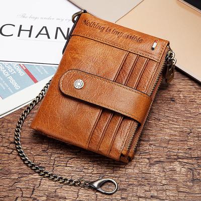 China Vintage Waterproof Wholesale Fashion Dropship High Quality Crazy Horse Brown Leather Bifold Men's Wallet With Coin Pocket for sale