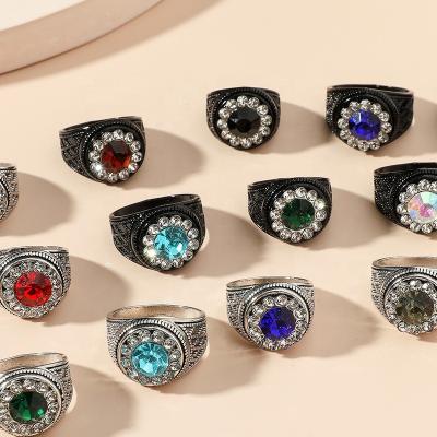 China Beautiful Cute Vintage Flower Children's Ring Fantasy Black Colorful Blooming Flower Rings For Girls for sale