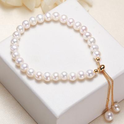 China Other Round Baroque Freshwater Pearl Bracelet For Women Natural Pearl Bracelet Jewelry For Girl Girl Birthday for sale