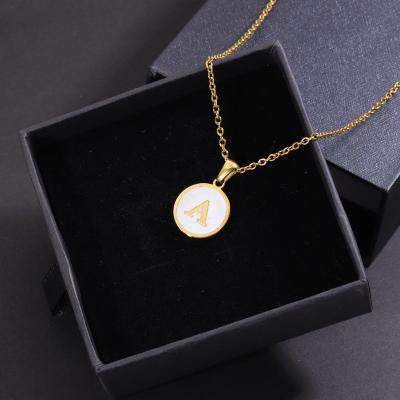 China Newest FASHIONABLE Gold Color 26 Letter Necklaces Alphabet Shell Pendant Necklace Fashion Chain for Women Men Jewelry for sale