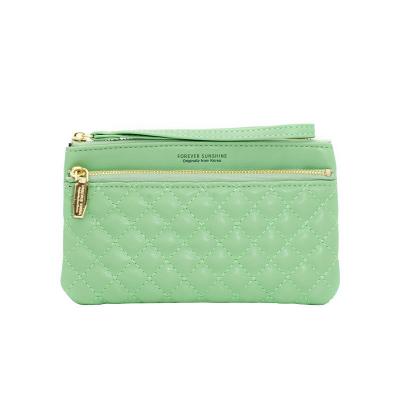 China New Ladies Taninsy Style Korean Long Slim Wrist Bag Eco-Friendly Embroider Line Women Clutch Money Bag With Zipper Women Hand Wallet for sale