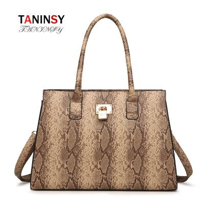 China Luxury Large Capacity Women Messenger Handbags Taninsy Brand Snake Pattern Fashion Snake Leather Ladies Handbag High Quality for sale