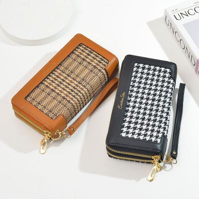 China Multifunctional Anti-theft Taninsy Zipper Card Slot Canvas Material Double Splicing PU Women Leather Wallet With Best Price High Quality for sale