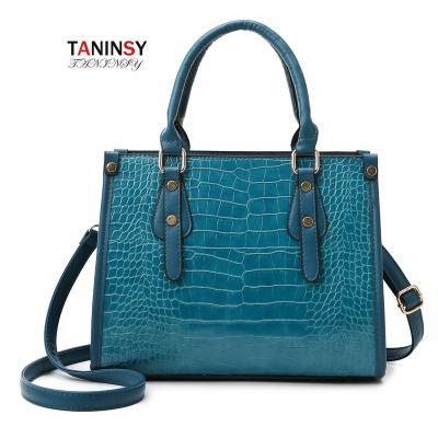 China Fashion Taninsy Crocodile Pattern Shoulder Messenger Bag Brand High Capacity Handbags Luxury Designer Tote Bags For Women PU Leather for sale