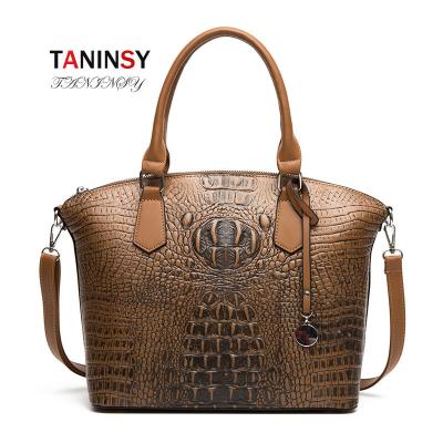 China Luxury Fashion Taninsy Handbag New Women Bag Designer Crocodile Bag High Quality European and American Style Leather Casual Tote Black for sale