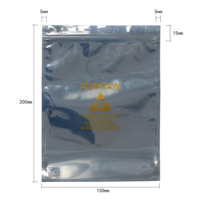 China Zip Lock / Ziplock Anti-Static Open Top Bag With Poly Printing 150x200mm ESD Packaging Bag Viable And Biodegradable Anti-Static Bags Custom Logo for sale