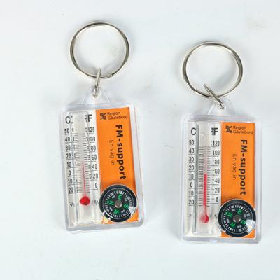 China Promotional Activities Factory Direct Custom Plastic Head Chain Compass Thermometer for sale