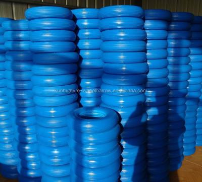 China Good Quality Competitive Price Line PU Pure Foam Blue Pattern Color 3.50-8 PU Wheel Barrow Tire for sale