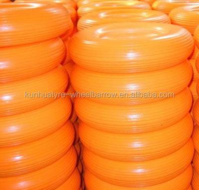 China Good Quality Competitive Price Line Pure PU Foam Orange Pattern Color 4.00-8 PU Tire for sale