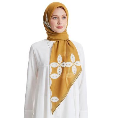 China White Hijab Square Veil Waist Scarf Hijab Women Cotton Voile Printing Square Hijab Muslim Tudung Bawal Scarf Tudung Bawal for sale