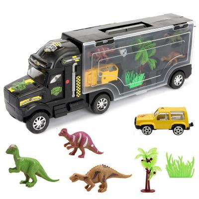 China Toy Manufacturers Hot Sale Diecast Diecast Toys Vehicles Model Transport Car Carrier Truck Toy With Dinosaur Toys For Children for sale