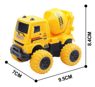 China Inertial Sliding Plastic Friction Powered Construction Engineering Vehicle Dump Crane Mixer Truck Kids Toy Car 4 Pieces Display Box for sale