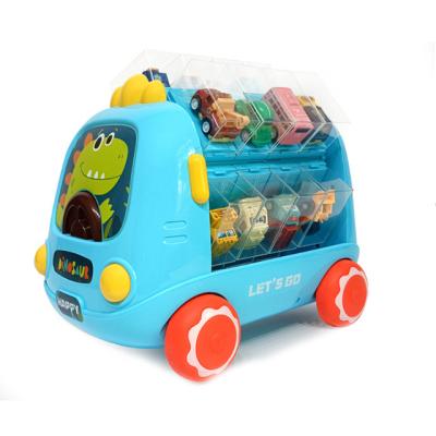 China Mini Bus Car Toy Roller Friction Alloy Cartoon Engineering Car Crash Bounce Model Resistant Children's Puzzle Toys for sale