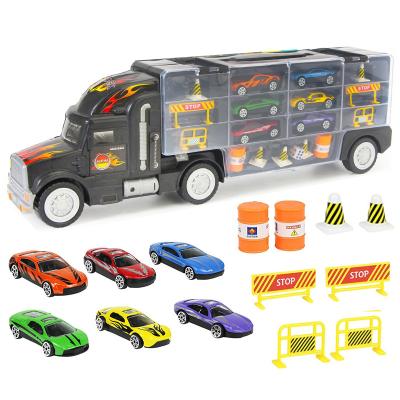 China Toy Amazon Best Seller Kids Diecast Diecast Toys Diecast Vehicles Model Transport Truck Toy Car Carrier with 6 Toy Cars and Accessories for Boys Gift for sale