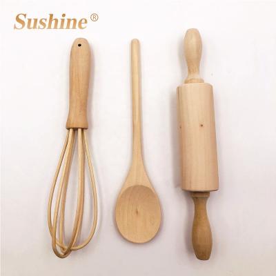 China Stocked Wooden Baking Tools Bread Pin With Spoon And Eggbeater for sale