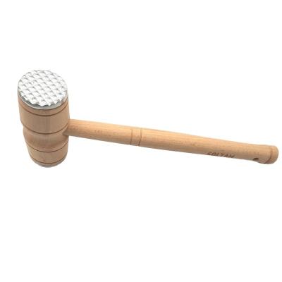 China Food Grade Sustainable Durable Wooden Nut Hammer With Aluminum Alloy Heads for sale