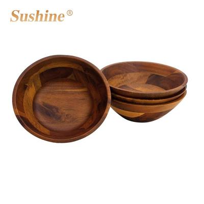 China Disposable Black Acacia Wood Rice Bowl Set Durable Factory Customized for sale