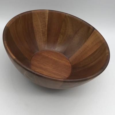 China Large Round Bowl Acacia Wooden Fruit Salad Bowl Fruit Bowl Eco - Friendly for sale