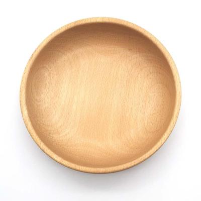 China Eco-friendly Wholesale Natural Wood Dish Bowl Fruit Salad Handmade Customizable Round Bowl For Kitchen for sale