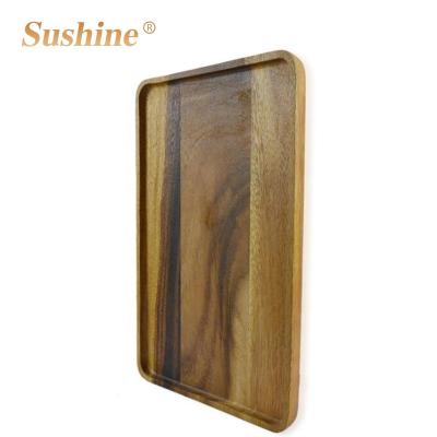 China Disposable Rectangle Acacia Wood Cutting Sushi Fruit Platter Dish for sale