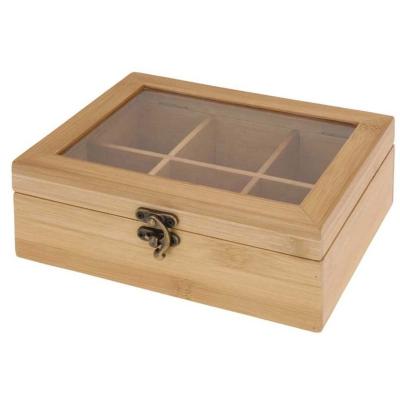 China Sustainable Custom Logo Bamboo Tea Box Luxury Wooden Tea Storage Box for sale