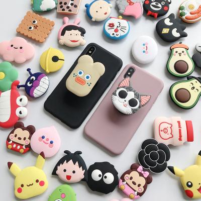 China PVC Adjustable Cute Cartoon Silicone Accessories Good Quality Cell Phone Holder Mobile Phone Socket Holder for sale