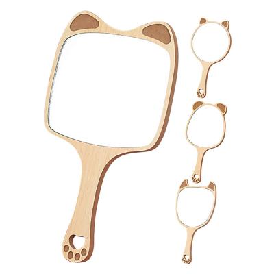 China Custom Handheld Vanity Mirror Makeup Mirrors Animal Wood Pocket Mirror High Quality Cosmetic Shape Hand Held for Women for sale