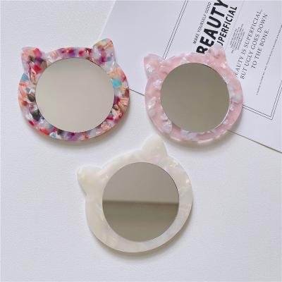 China Fashion Portable Hand INS Cat Makeup Mirror Personalized Animal Mirror Cute Cat Makeup Mirror for sale