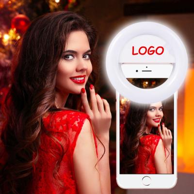 China Build in Custom RK14 Battery Selfie Light Round Clip to Phone Camera Selfie Ring Flash Light For Mobile Phone for sale