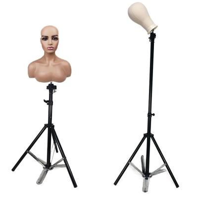 China Adjustable Stand Tripod Stand Hairdressing Training Mannequin Head With Shoulder Stand For Wig Display for sale