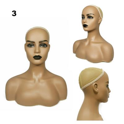 China With Wig Female Mannequin Head With Shoulders Mannequin Realistic Main Bust Plastic Mannequin For Wig Display for sale