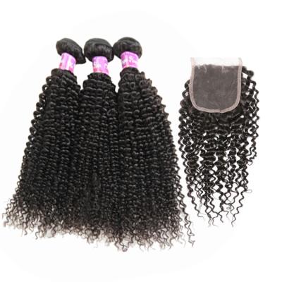 China Kinky Curly Curly Curly Hair Bundles With Lace Closure Wig 10A Virgin Mongolian Kinky Curly Hair Extensions for sale