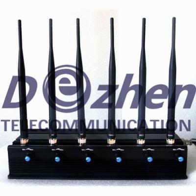 China Adjustable 3G 4G Cell Phone Jammer Device With 6 Powerful Antenna 15 Watts for sale