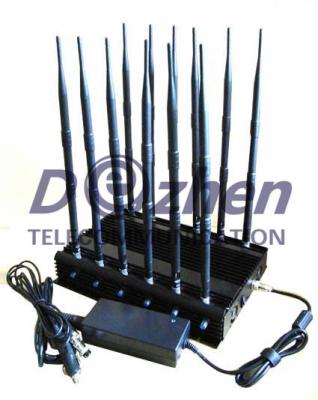 China 12-band Jammer Cell Phone GSM CDMA 3G 4G WIFI GPS VHF,UHF and Lojack for sale