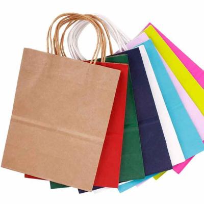 China Recyclable Wholesale Custom Colors Print Grocery Recyclable Eco Friendly Pink Paper Bag for sale