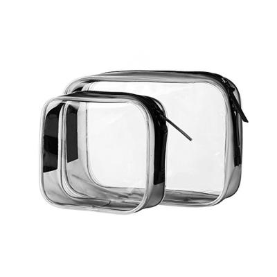 China Promotional Custom Portable Luxury Eco Zipper Fashion Clear PVC Cosmetic Bag With Handle for sale